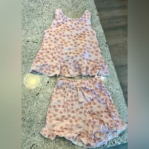 Rabbit + Bear organic outfit pink floral toddler girl 4T